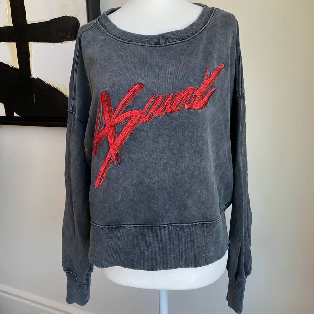 All Saints Gray Sweater with Red Logo - Picture 2 of 4